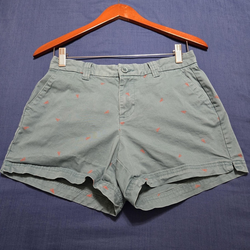 Magellan Outdoors Shorts Womens 4 Green Lobster Chino Embroidered Summer Casual‎